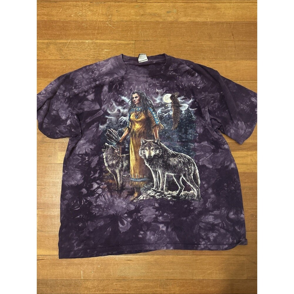 Vintage Mens Graphic T-Shirt Wolf Nature Size XL